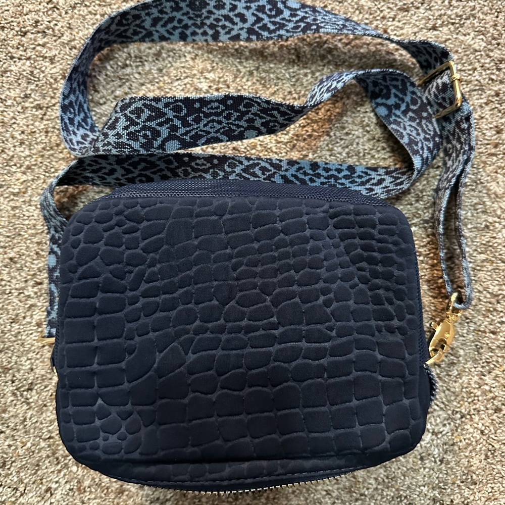 Stella and Dot Navy alligator soft crossbody bag